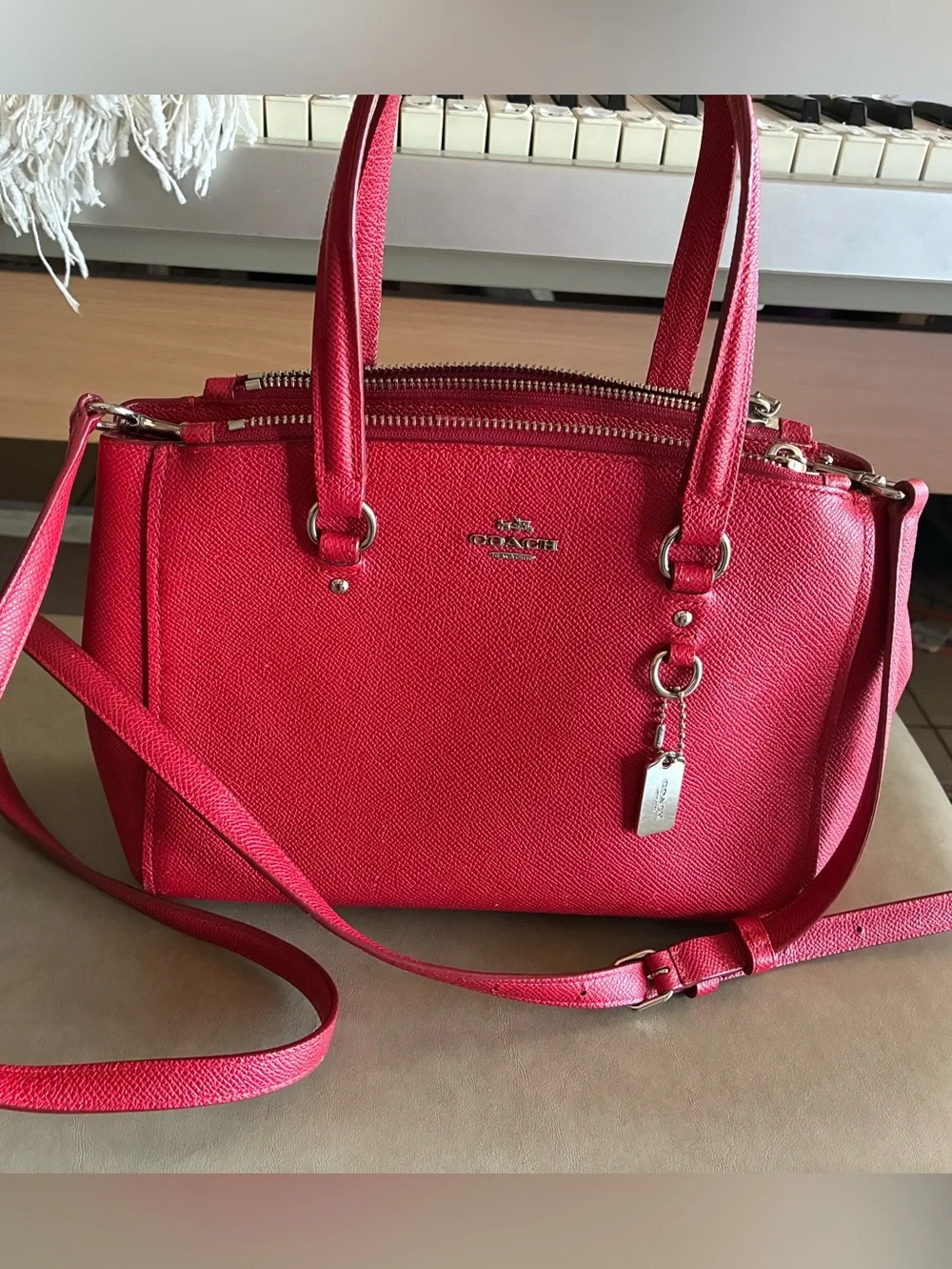 Coach Red Stanton Carryall with removable Crossbody Strap